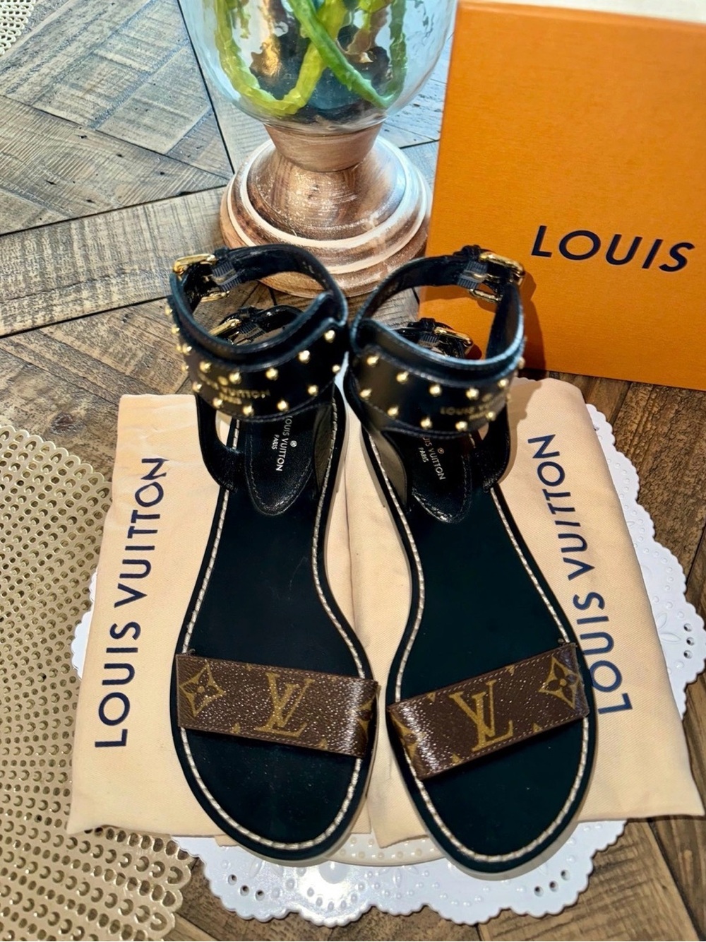 Louis Vuitton Black and Brown Monogram Passenger Sandals - Picture 2 of 5